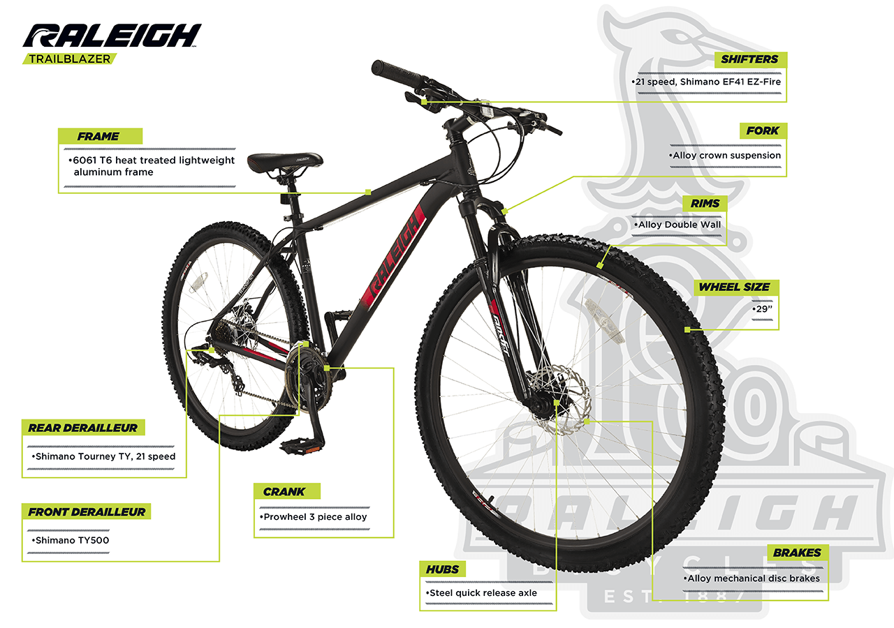 Vélo de montagne Trailblazer, suspension avant, 29 po - infographic