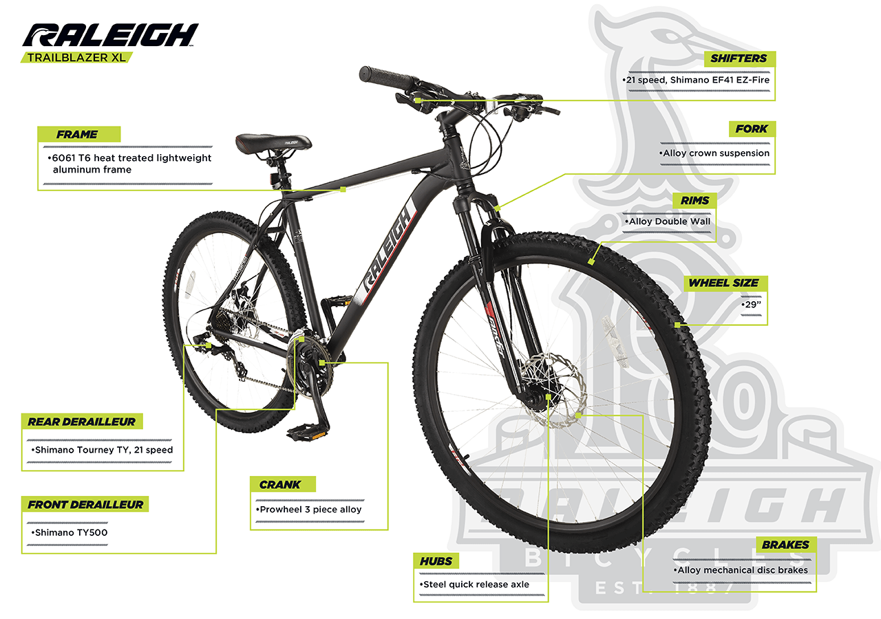 Vélo de montagne Trailblazer XL, suspension avant, 29 po - infographic