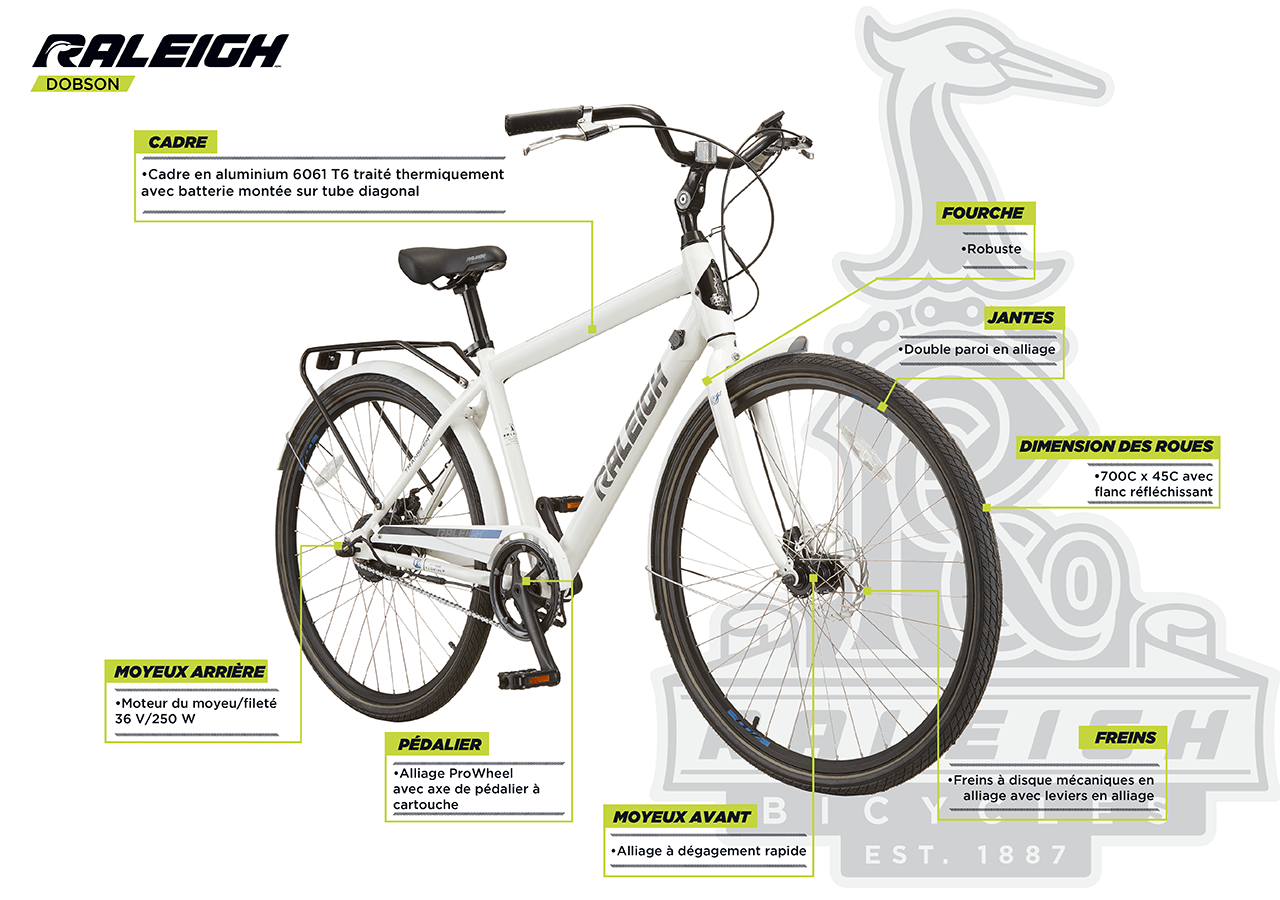 Vélo électrique Dobson pour hommes, 700C - infographic 