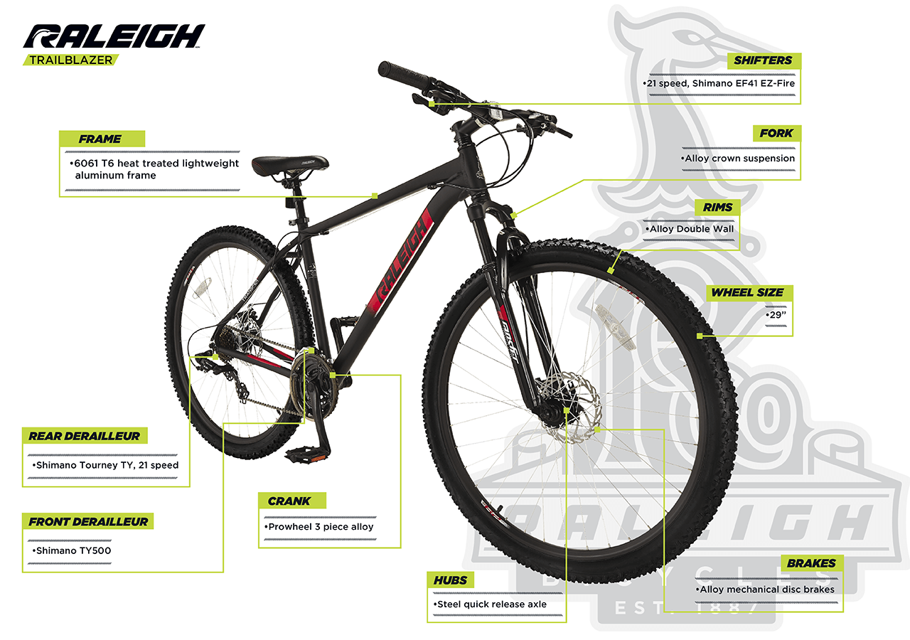 Vélo de montagne Trailblazer, suspension avant, 29 po - infographic 