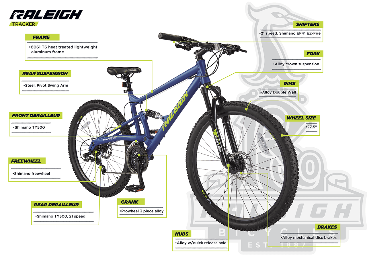 Velo de montagne Homme Tracker double suspension 27 5 po Raleigh Bikes